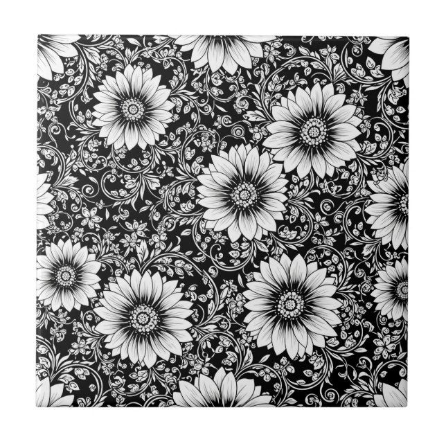 Padrão de Luxo Floral Monocromático Chic (5) (Frente)
