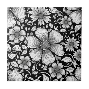 Padrão de Luxo Floral Monocromático Chic (6)