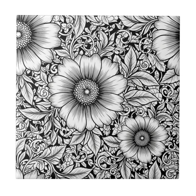 Padrão de Luxo Floral Monocromático Chic (7) (Frente)