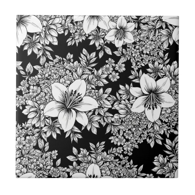 Padrão de Luxo Floral Monocromático Chic (8) (Frente)