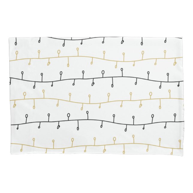 Padrão de Luzes de Natal Modernas Preto Dourado (Frente)