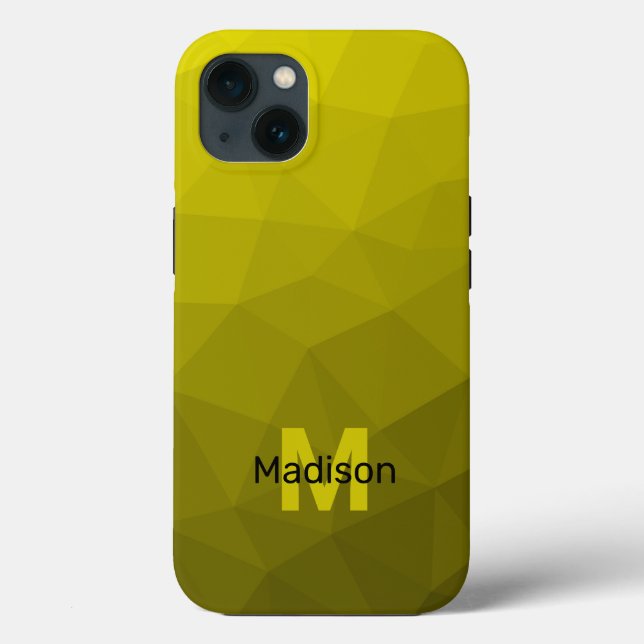 Padrão de malha geométrica ombre escuro amarelo Mo (Verso)