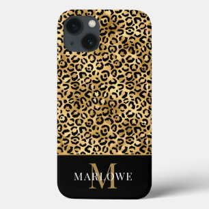 Padrão de manchas-leopardo Douradas de monograma