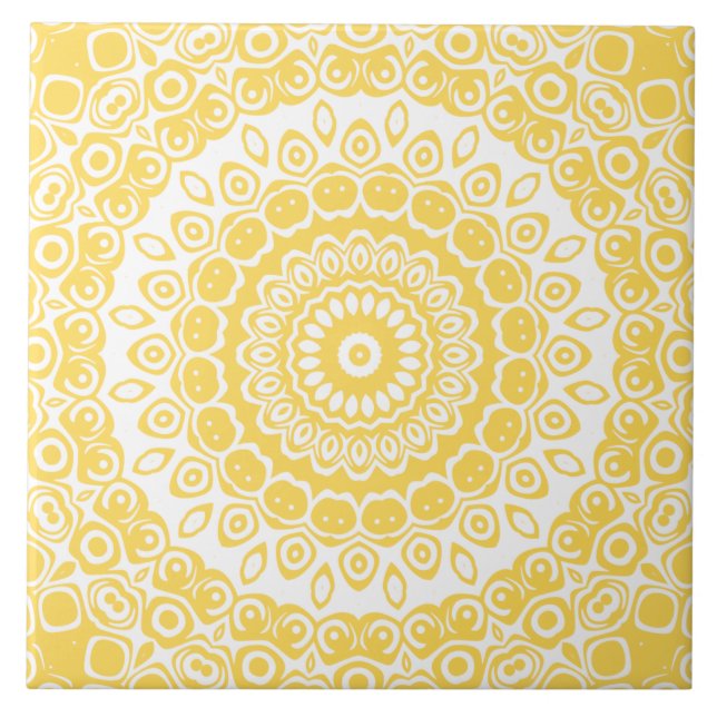 Padrão de Mandala Amarelo Mostarda (Frente)