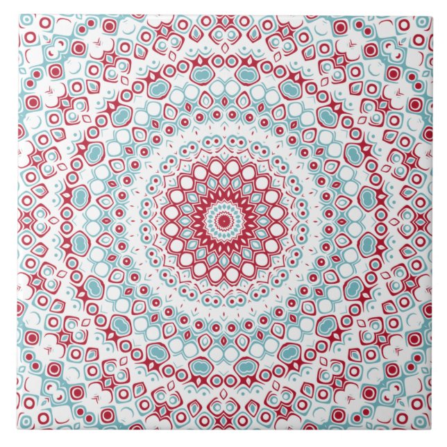 Padrão de Mandala Aquática e Carmesim (Frente)