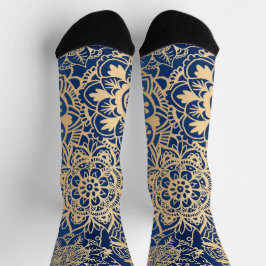 Padrão de Mandala Azul e Dourado