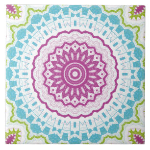 Padrão de Mandala Azul Magenta e Verde