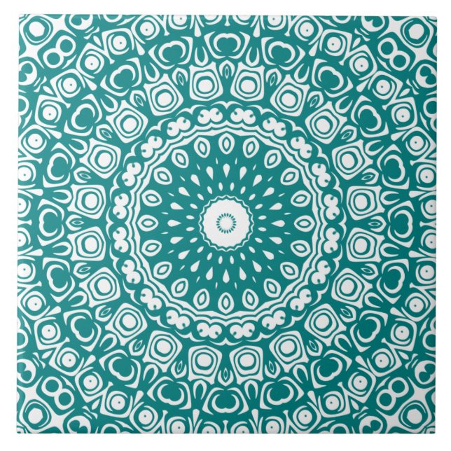 Padrão de Mandala Azul Turquesa em Negrito (Frente)
