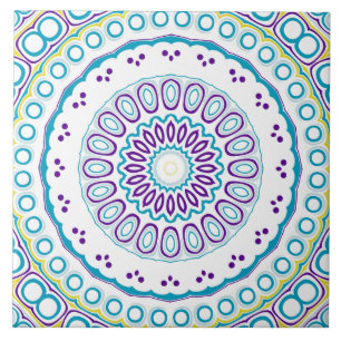 Padrão de Mandala Azul-verde e Violeta