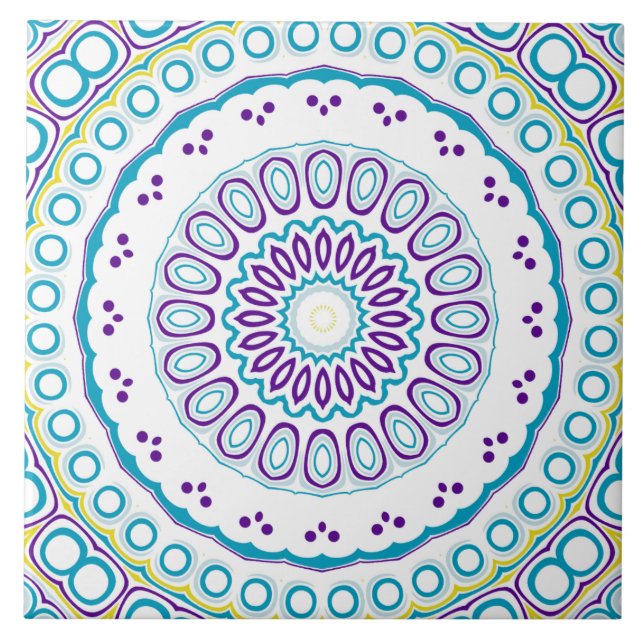 Padrão de Mandala Azul-verde e Violeta (Frente)