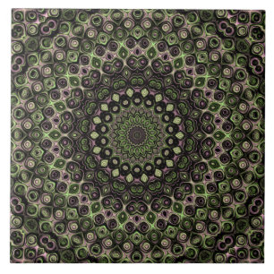 Padrão de Mandala Caleidoscópio Verde e Preto