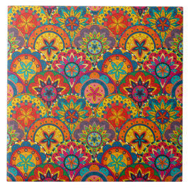 Padrão de Mandala Colorida Retroativa Funky