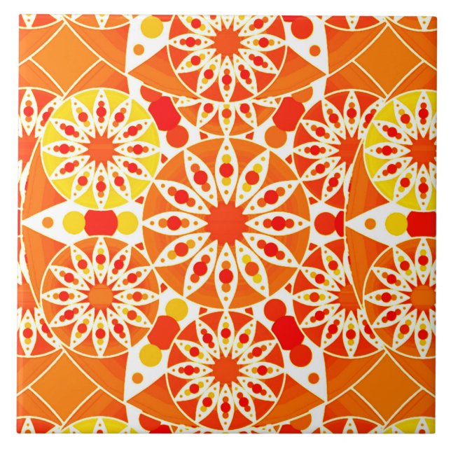 Padrão de Mandala, Coral Orange e Dourado (Frente)