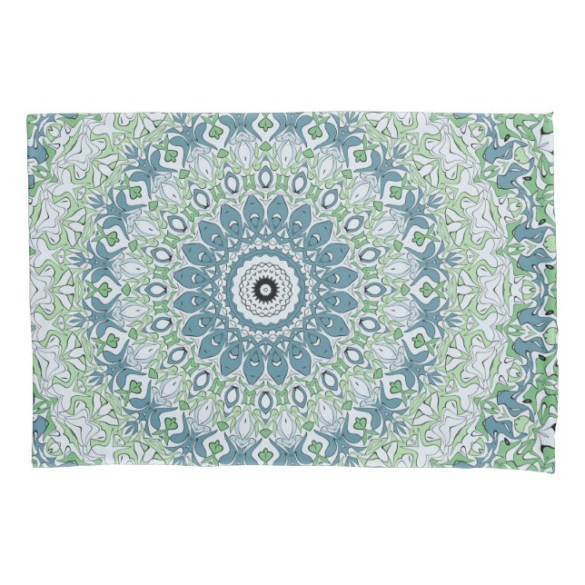 Padrão de Mandala Costeira Azul e Verde Marinho (Frente-Esquerda)