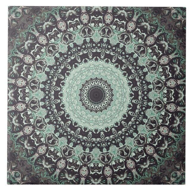 Padrão de Mandala da Mint Green e do Charcarboneto (Frente)