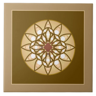 padrão de mandala em Bege, Creme e Marrom Chocolat