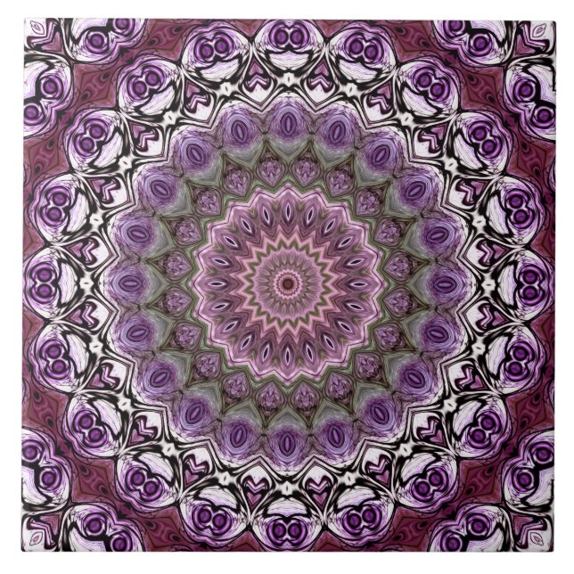 Padrão de Mandala em Calidoscópio Rosa Ámbar (Frente)