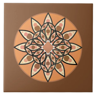 Padrão de mandala em chocolate, terracota e ferru
