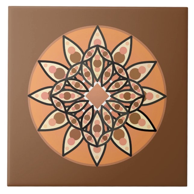 Padrão de mandala em chocolate, terracota e ferrug (Frente)