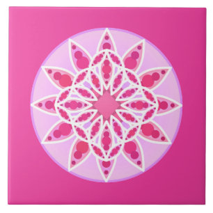 Padrão de Mandala em cor rosa, branco e cinza fuc