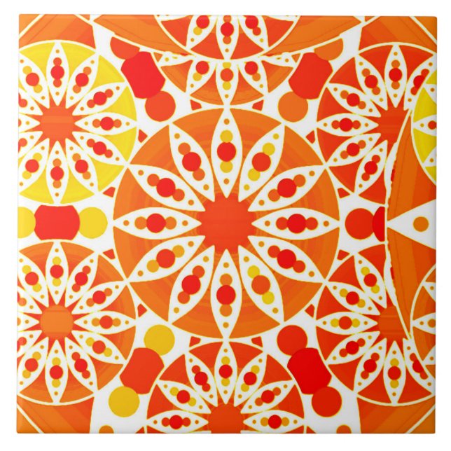 Padrão de Mandala em laranja-coral e Dourado (Frente)
