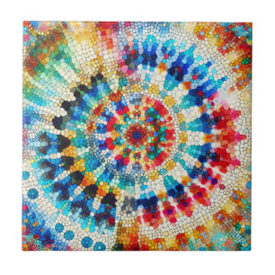 Padrão de Mandala em Mosaico Abstrato Radiante