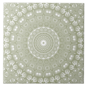 Padrão de Mandala em Verde Salvia