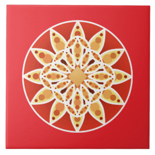 Padrão de mandala em vermelho de coral, bronzeado