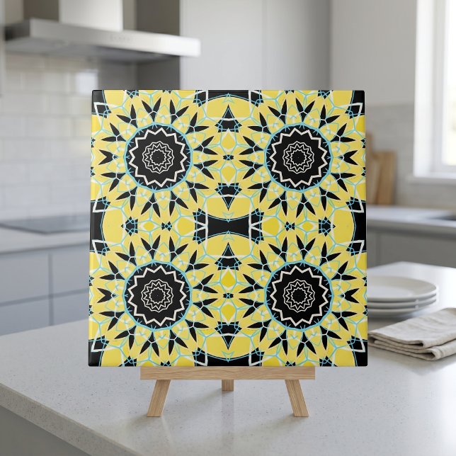 Padrão de Mandala Geométrico em Mosaico Amarelo Pr (Criador carregado)