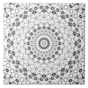 Padrão de Mandala Geométrico Preto e Branco