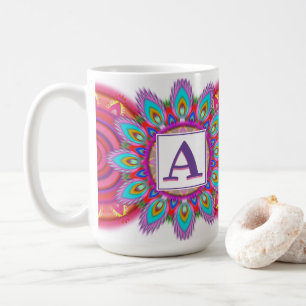 Padrão de mandala inicial personalizado de caneca