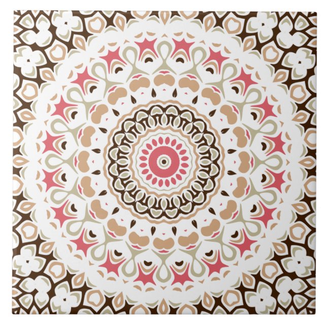 Padrão de Mandala Marrom e Rosa Pink (Frente)
