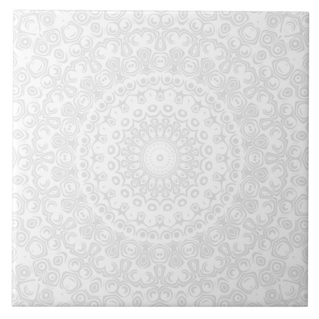 Padrão de Mandala Minimalista Branco sobre Branco (Frente)