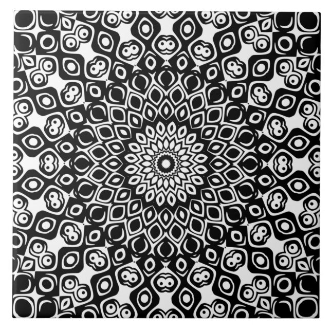 Padrão de Mandala Preto e Branco (Frente)