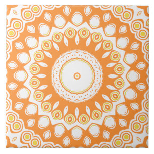 Padrão de Mandala Radiante Laranja e Amarelo
