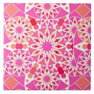 Padrão de mandala, tons de rosa e coral