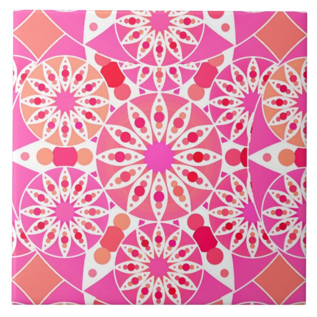 Padrão de mandala, tons de rosa e coral (Frente)