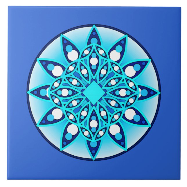 Padrão de mandala, turquesa, azul de cobalto e bra (Frente)