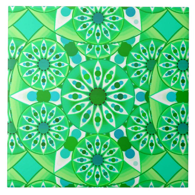 Padrão de Mandala, verde-Emerald e pavão (Frente)