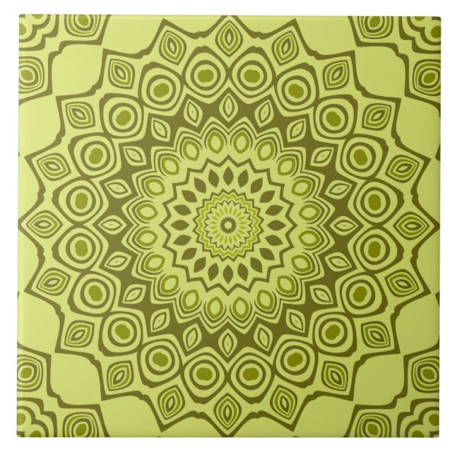 Padrão de Mandala Verde Oliva Groovy (Frente)