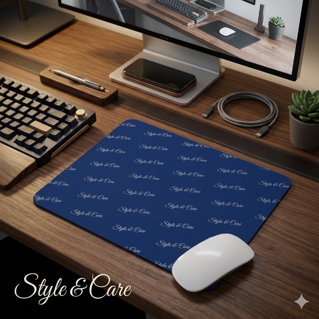 Padrão de Marca Personalizada Mouse Pad Azul Marin (Custom Brand Pattern Navy Mouse Pad Office Accessory)