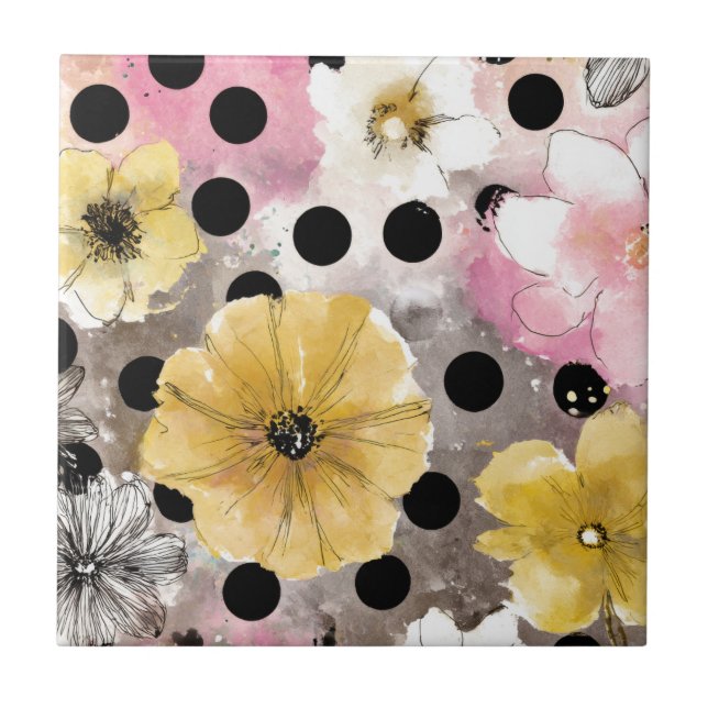 Padrão de Margarida Ousada com Flores Amarelas e R (Frente)