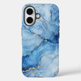 Padrão de mármore azul com veias douradas em aquar