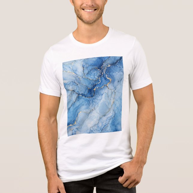 Padrão de mármore azul com veias douradas em aquar (Frente)