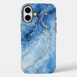 Padrão de Mármore Azul com Veias Douradas em Aquar