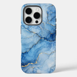 Padrão de mármore azul com veias douradas em aquar