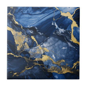 Padrão de mármore azul e Dourado do marinho