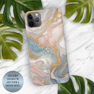 Padrão de Mármore Azul Rosa Bege Branco Dourado