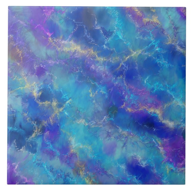 Padrão de Mármore Azul, Roxo e Dourado (Frente)