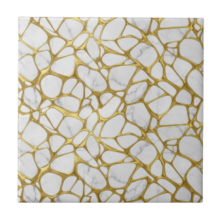 Padrão de Mármore Branco Ouro Líquido de Luxo